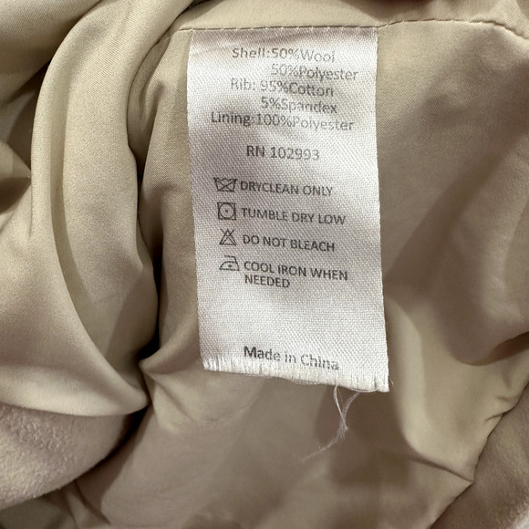 Thakoon Collective Trench Coat Womens Small Ivory Wool Blend Pocket Front Luxury - Picture 4 of 7